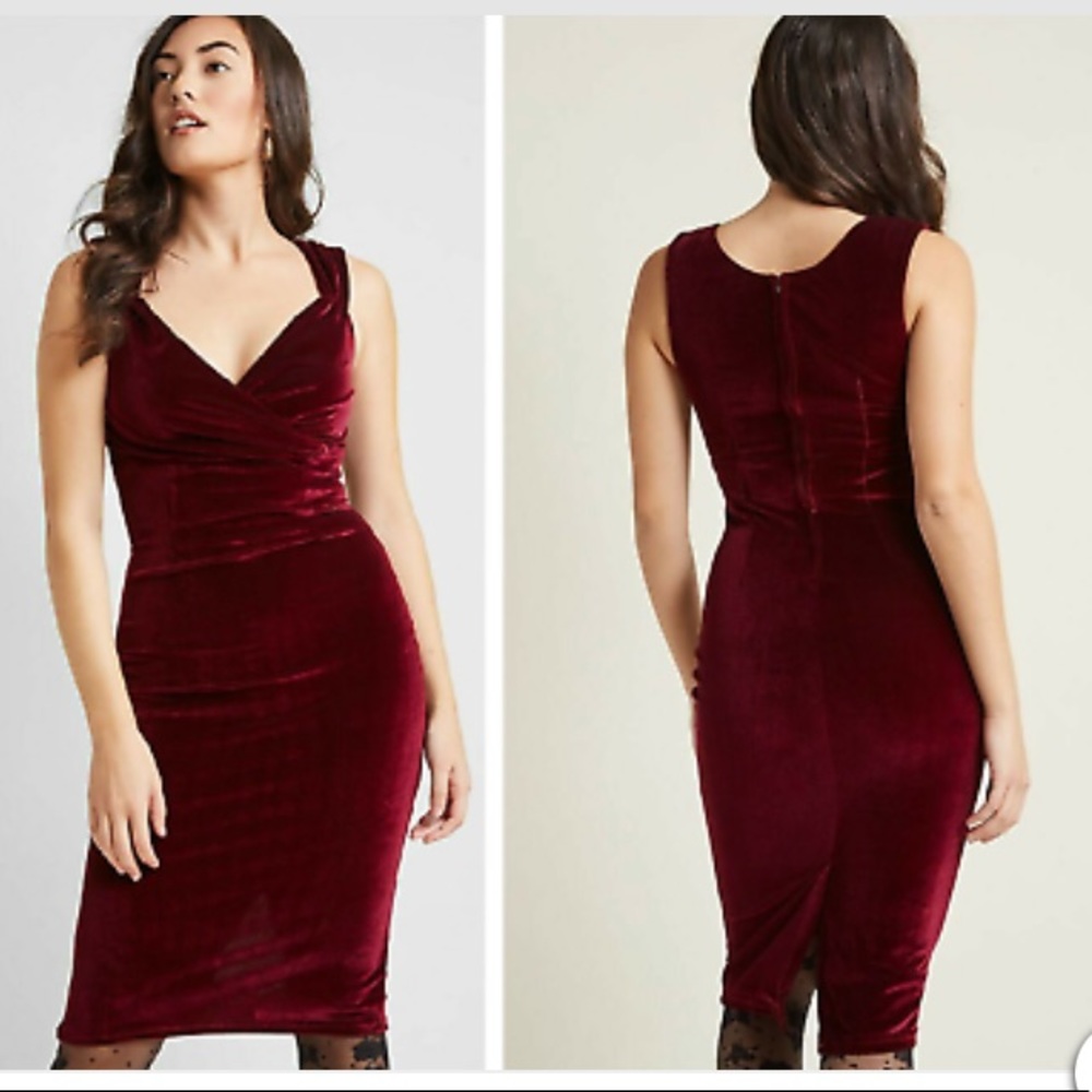 Rock Steady Diva red velvet wiggle dress